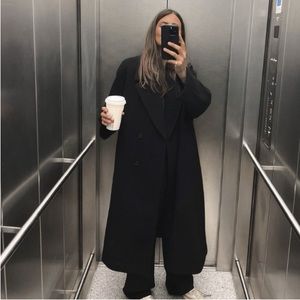 Black Wool Trench/Pea Coat